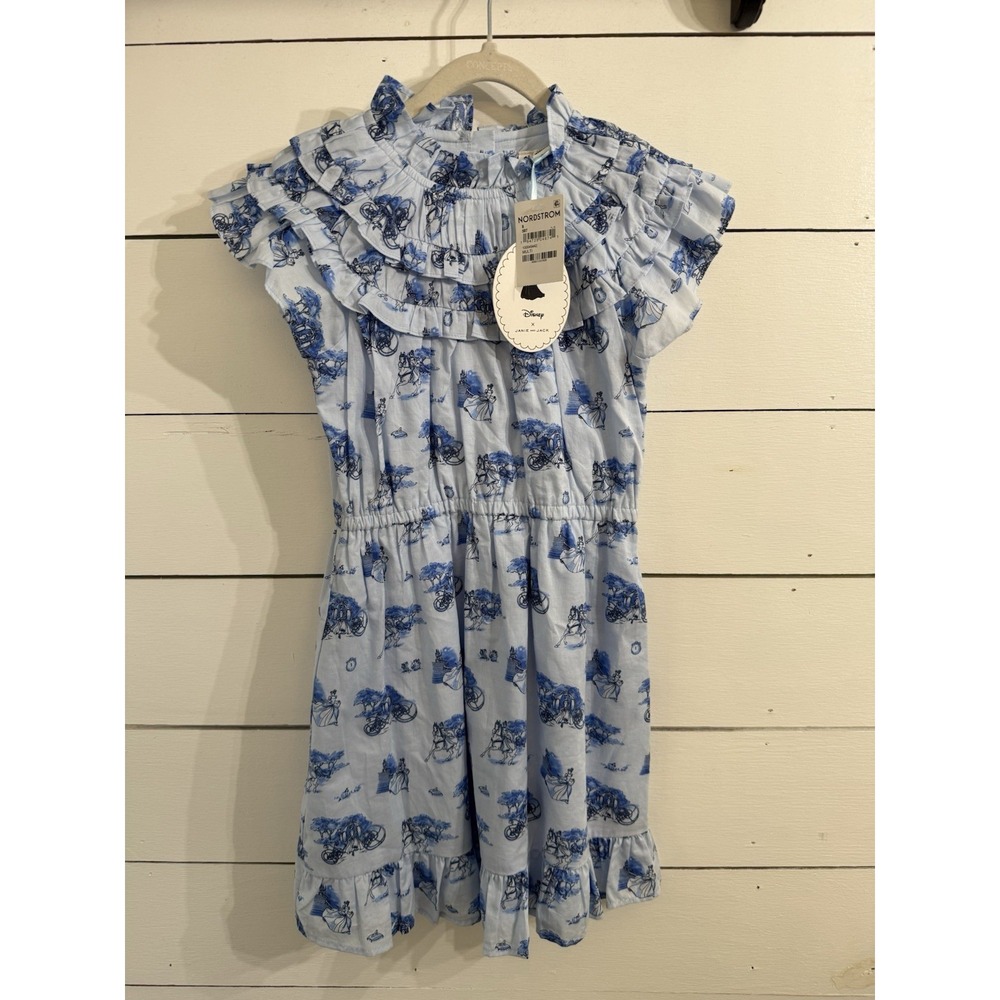 Janie and Jack 8 Disney‎ Cinderella Dress Blue Ruffle Castle Horse Carriage NWT